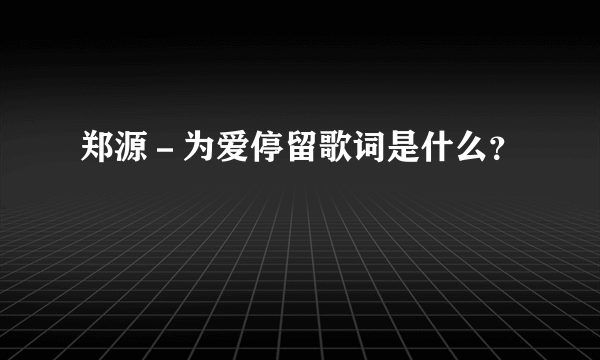 郑源－为爱停留歌词是什么？