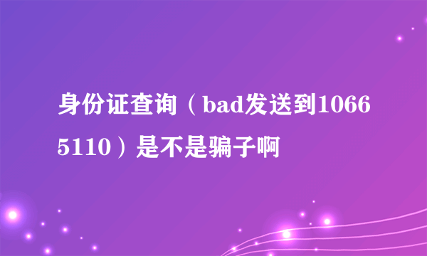 身份证查询（bad发送到10665110）是不是骗子啊