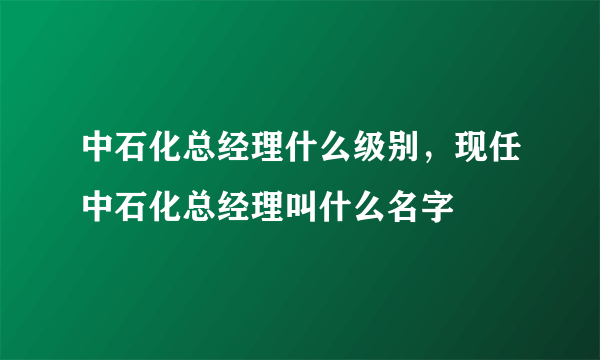 中石化总经理什么级别，现任中石化总经理叫什么名字