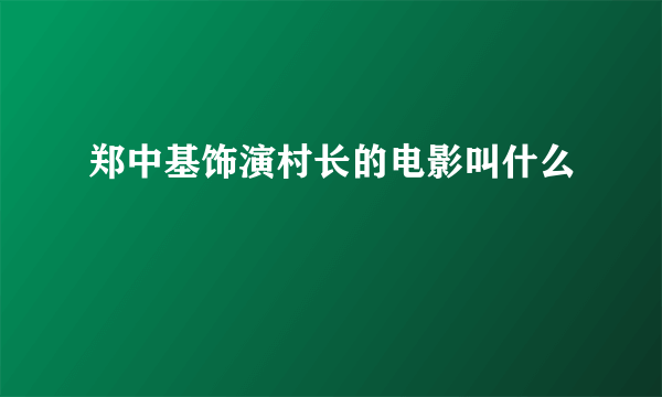 郑中基饰演村长的电影叫什么