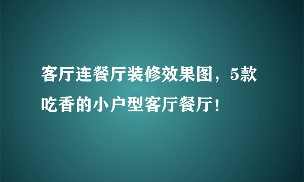 客厅连餐厅装修效果图，5款吃香的小户型客厅餐厅！