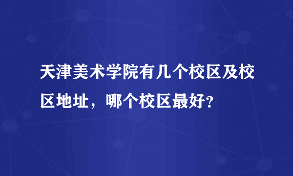 天津美术学院有几个校区及校区地址，哪个校区最好？