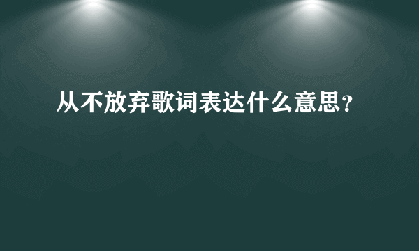 从不放弃歌词表达什么意思？