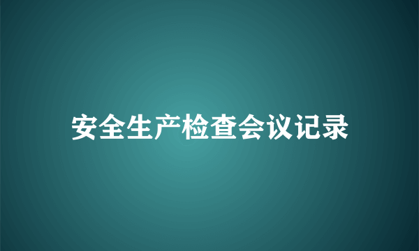 安全生产检查会议记录