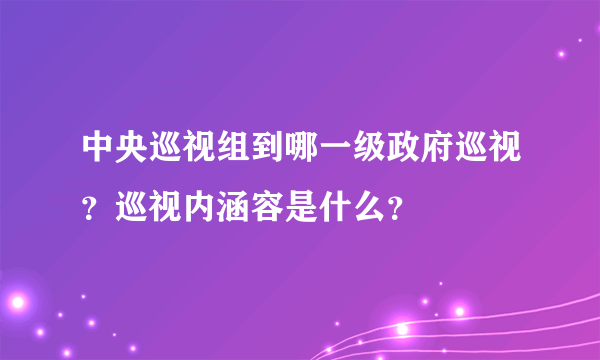 中央巡视组到哪一级政府巡视？巡视内涵容是什么？