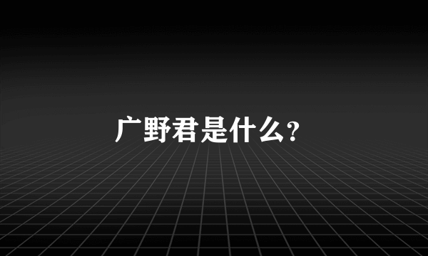 广野君是什么？