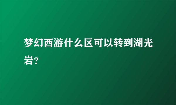 梦幻西游什么区可以转到湖光岩？