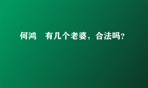 何鸿燊有几个老婆，合法吗？