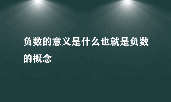 负数的意义是什么也就是负数的概念