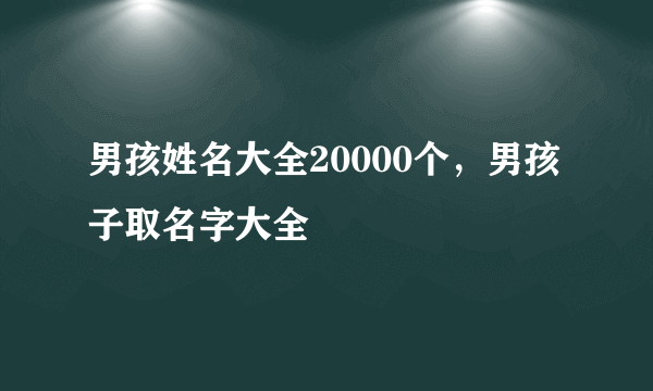 男孩姓名大全20000个，男孩子取名字大全