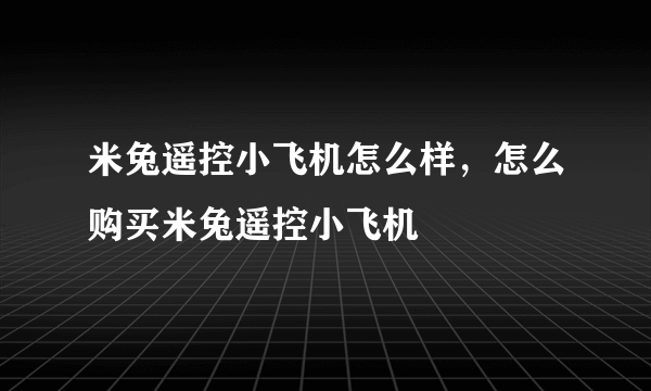 米兔遥控小飞机怎么样，怎么购买米兔遥控小飞机