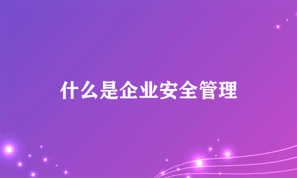 什么是企业安全管理