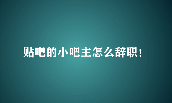 贴吧的小吧主怎么辞职！