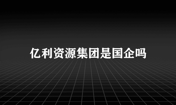 亿利资源集团是国企吗