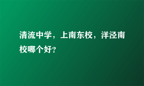 清流中学，上南东校，洋泾南校哪个好？