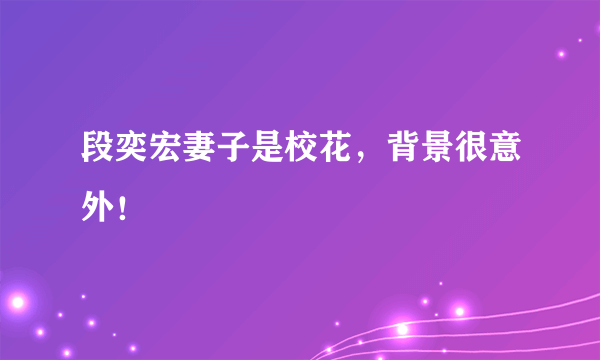 段奕宏妻子是校花，背景很意外！