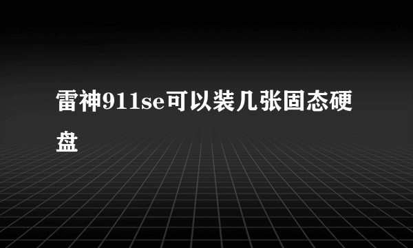 雷神911se可以装几张固态硬盘