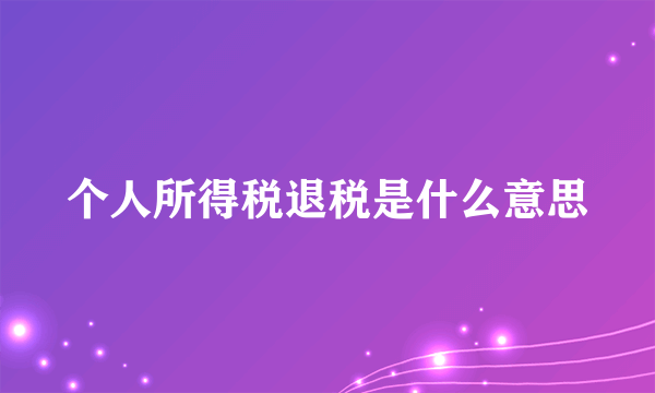 个人所得税退税是什么意思