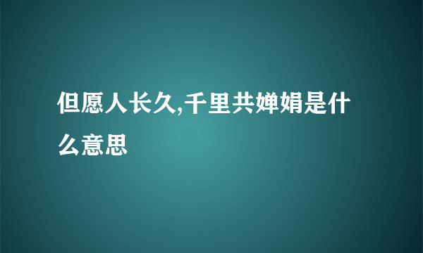 但愿人长久,千里共婵娟是什么意思