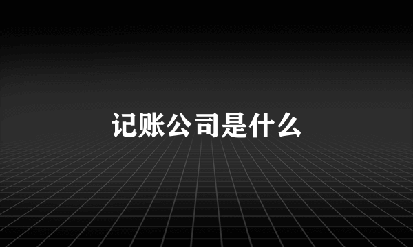 记账公司是什么