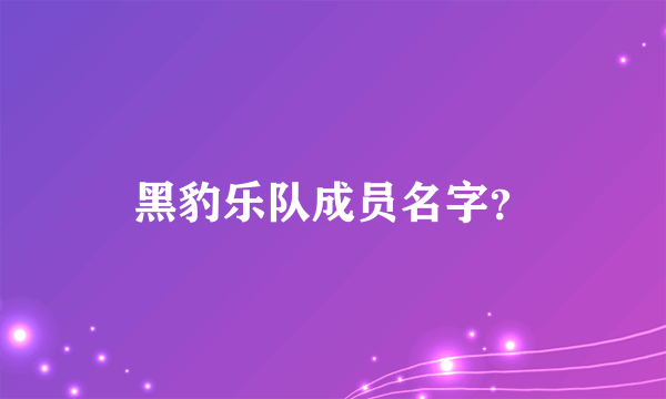 黑豹乐队成员名字？