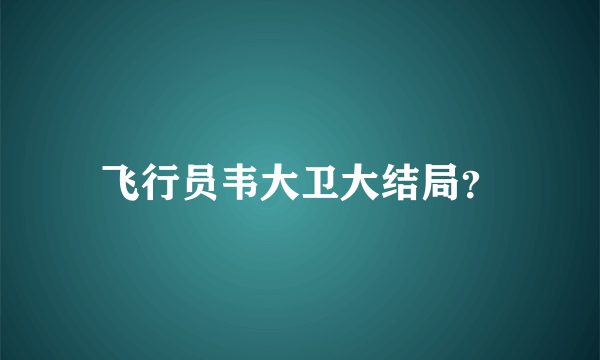 飞行员韦大卫大结局？