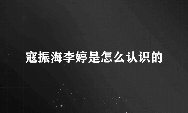 寇振海李婷是怎么认识的