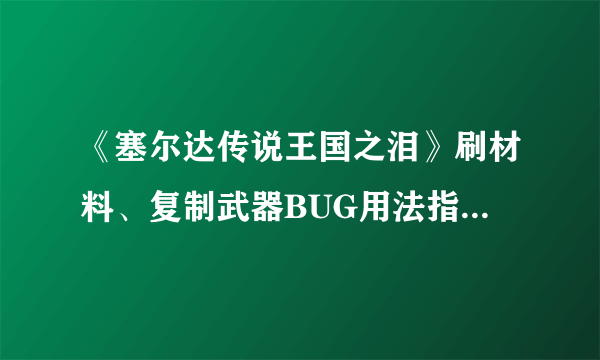 《塞尔达传说王国之泪》刷材料、复制武器BUG用法指南 怎么复制武器