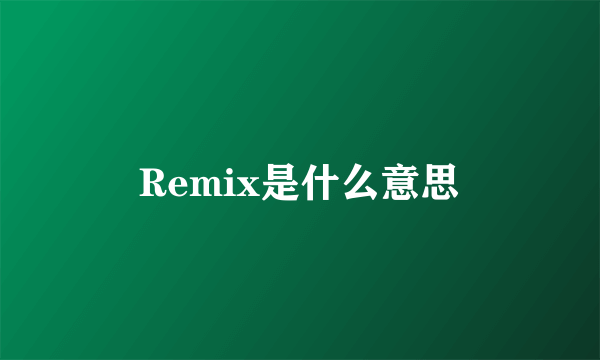 Remix是什么意思