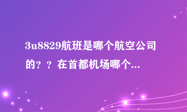 3u8829航班是哪个航空公司的？？在首都机场哪个航站楼降？