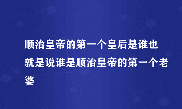 顺治皇帝的第一个皇后是谁也就是说谁是顺治皇帝的第一个老婆