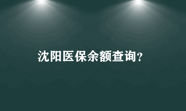 沈阳医保余额查询？