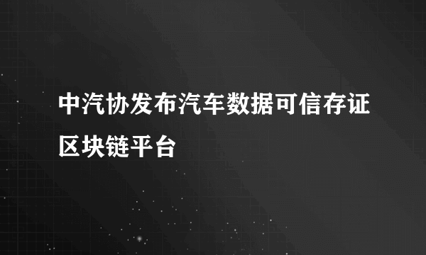 中汽协发布汽车数据可信存证区块链平台