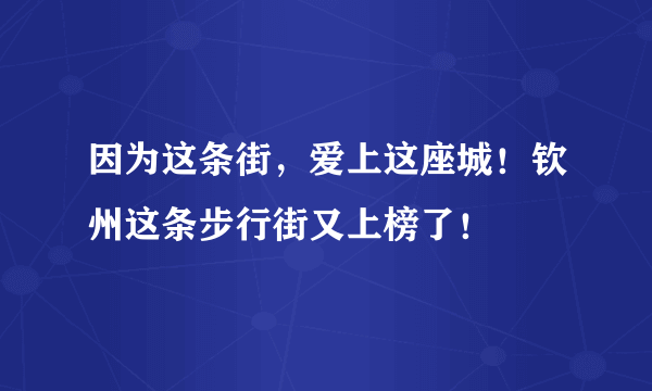 因为这条街，爱上这座城！钦州这条步行街又上榜了！