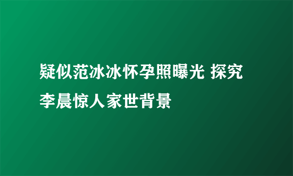 疑似范冰冰怀孕照曝光 探究李晨惊人家世背景