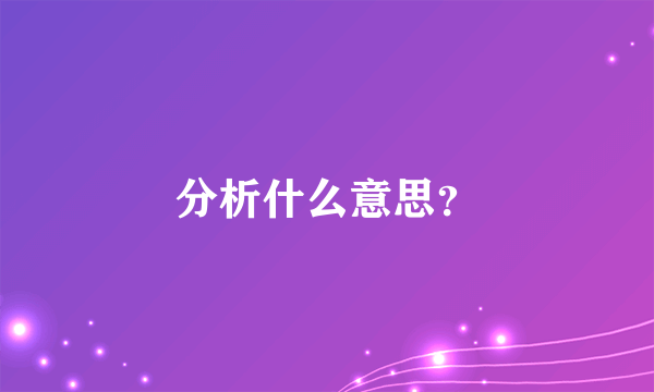 分析什么意思？