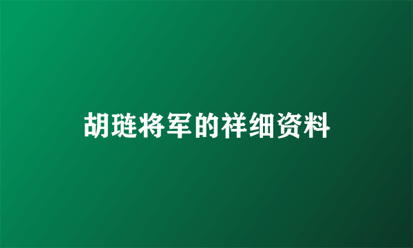 胡琏将军的祥细资料