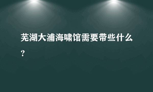 芜湖大浦海啸馆需要带些什么？