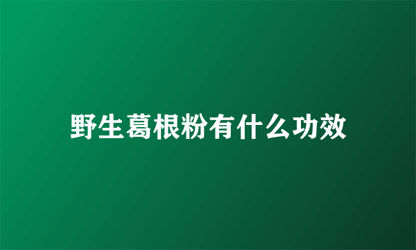 野生葛根粉有什么功效