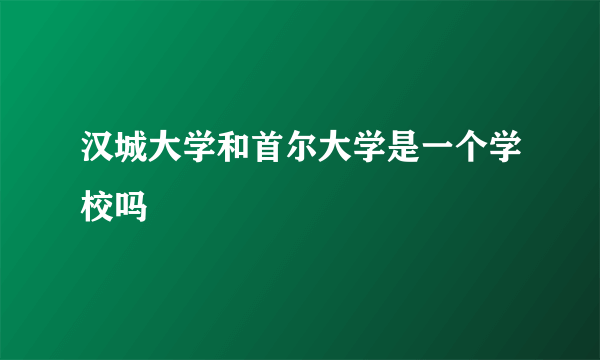 汉城大学和首尔大学是一个学校吗