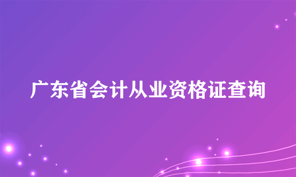 广东省会计从业资格证查询