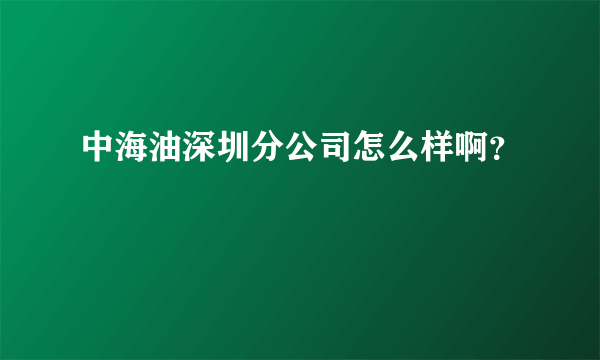 中海油深圳分公司怎么样啊？