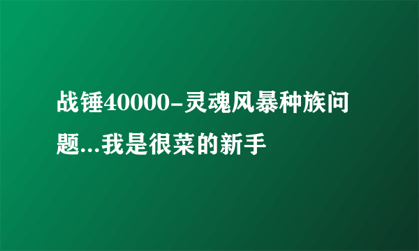 战锤40000-灵魂风暴种族问题...我是很菜的新手