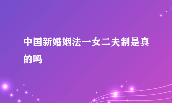 中国新婚姻法一女二夫制是真的吗