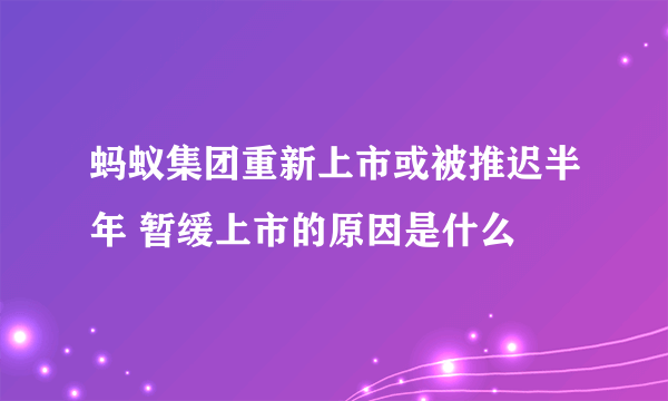 蚂蚁集团重新上市或被推迟半年 暂缓上市的原因是什么