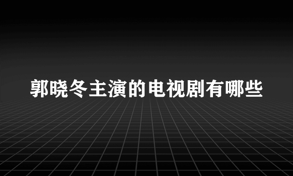 郭晓冬主演的电视剧有哪些