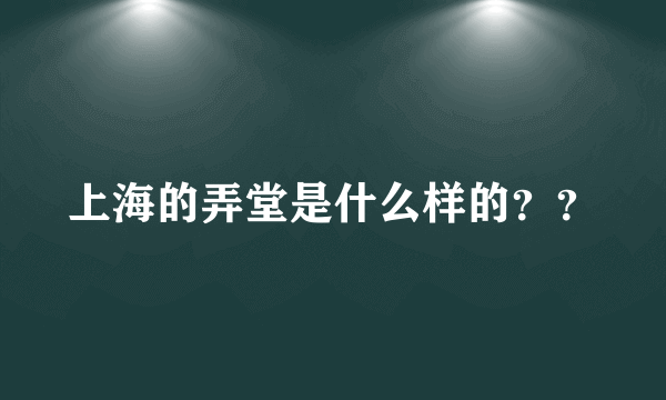 上海的弄堂是什么样的？？