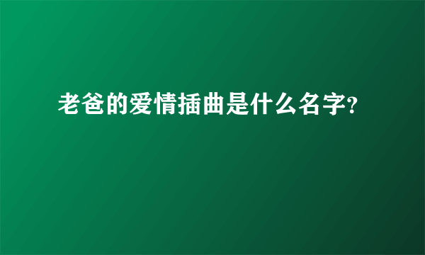 老爸的爱情插曲是什么名字？