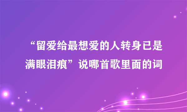 “留爱给最想爱的人转身已是满眼泪痕”说哪首歌里面的词