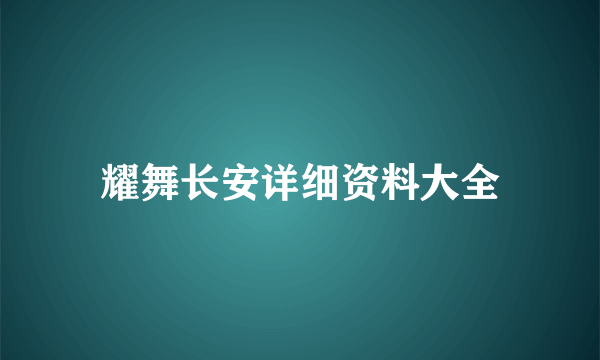 耀舞长安详细资料大全